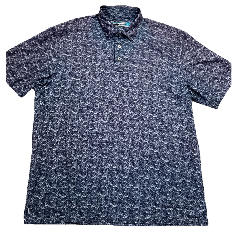 Performance Mens Blue Short Sleeve Polo Shirt Size L